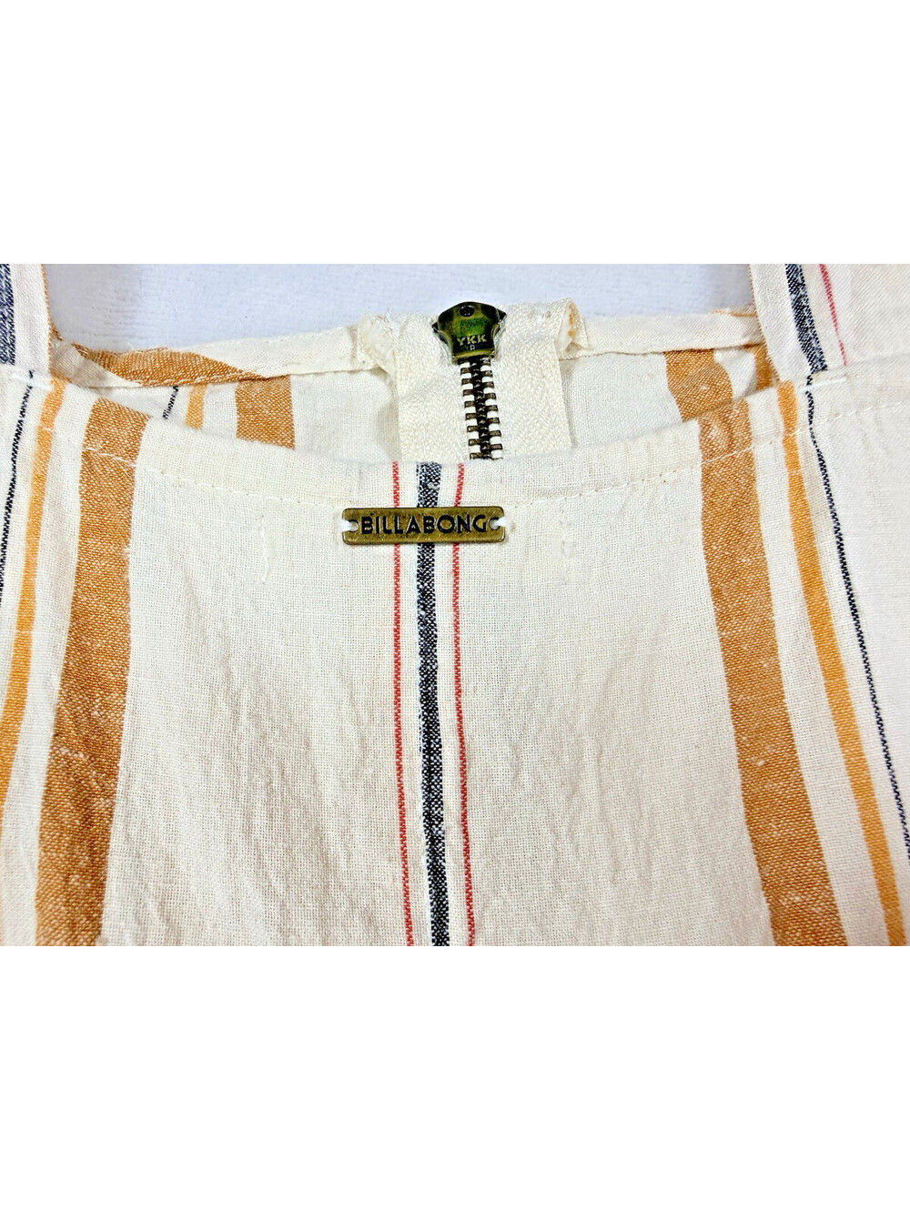 Billabong Light The Night Overalls Womens M Striped Utility Bib Jumpsuit Zip - Picture 3 of 14
